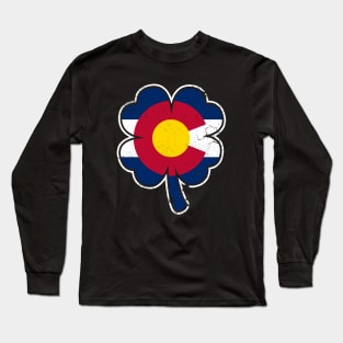 Colorado Flag Irish Lucky Clover Shamrock St Patrick's Day Long Sleeve T-Shirt